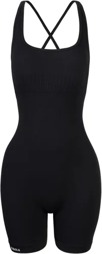 Vista 2 de AUROLA Mameluco con tirantes para mujer, para entrenamiento, yoga, gimnasio, sin costuras, de una pieza, con control de abdomen, brasier deportivo