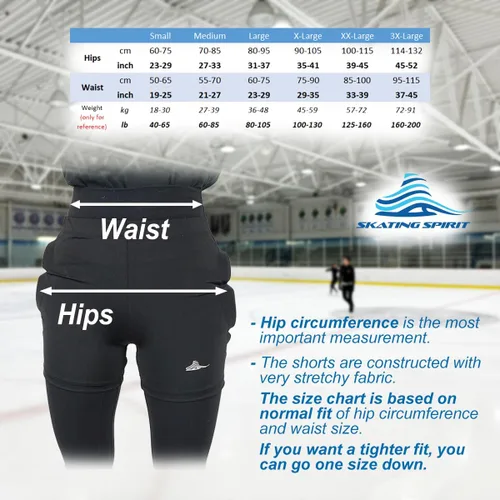 Vista 5 de Skating Spirit Pantalones cortos acolchados protectores para el coxis de la cadera y los glúteos para hielo patinaje sobre ruedas, patinaje sobre
