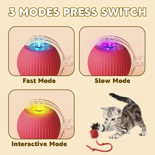 Vista 3 de Chewie Bola Rodante Viral para Mascotas, Juguete Interactivo para Gatos y Perros, Bola Rodante Automática Inteligente 360 (Gris)
