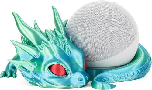 Vista 11 de Costume Wizard Soporte Dragon para Echo Dot 4ª/5ª generación, 3D impreso Dragon Amazon Echo altavoces de escritorio, soporte para Echo Dot 5ª Negro