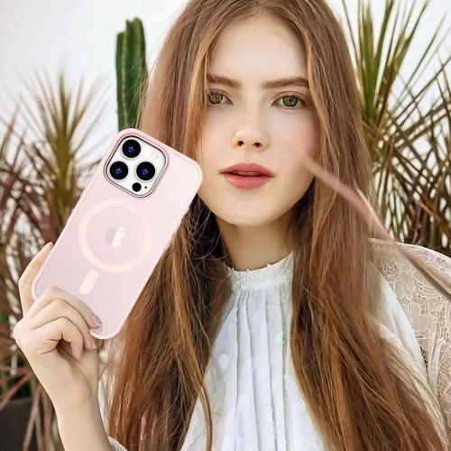 Vista 260 de Anuck - Funda magnética para iPhone 11 compatible con MagSafe, carcasa trasera mate translúcida dura, borde de TPU, delgada, resistente a impactos