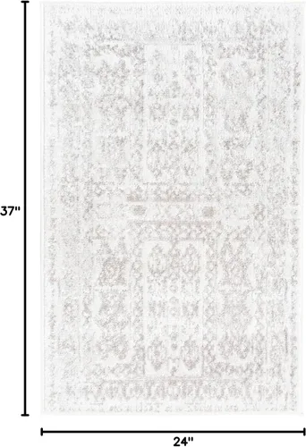 Vista 2 de Unique Loom Oxford Collection - Alfombra rectangular de 2 x 3 pies 1 pulgada, color crema / marfil