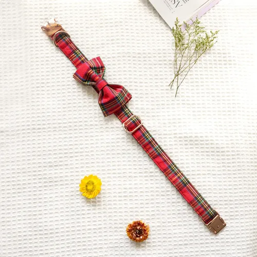 Vista 13 de Tunkoo Collar de otoño para perro con elegante pajarita, duradero, ajustable y elegante collar de otoño para mascotas, disponible en tamaño pequeño