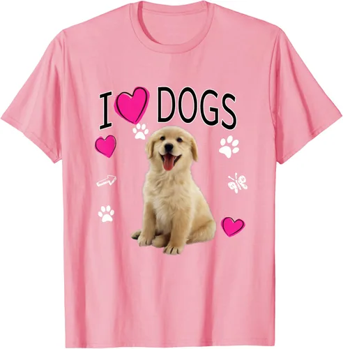 Vista 101 de Camiseta I Love Dogs - Camiseta Golden Labrador retriever, Azul Negro