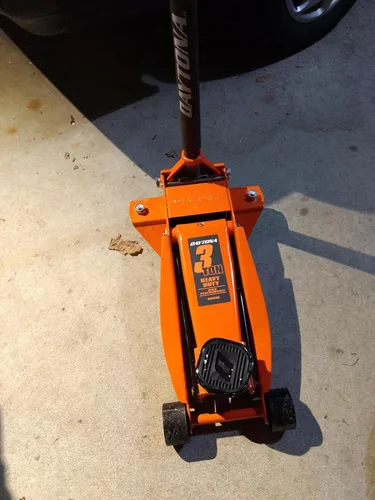 Vista 2 de Gato de piso resistente de acero de 3 toneladas con bomba rápida - naranja