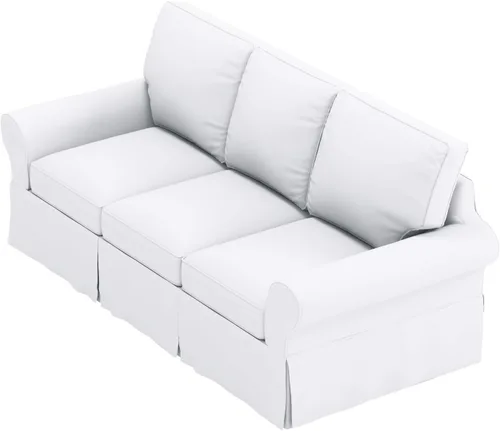 Vista 4 de Funda para cama de algodón denso. Se adapta a Pottery Barn PB Basic de tres asientos. Una funda de calidad para sofá cama de 3 plazas
