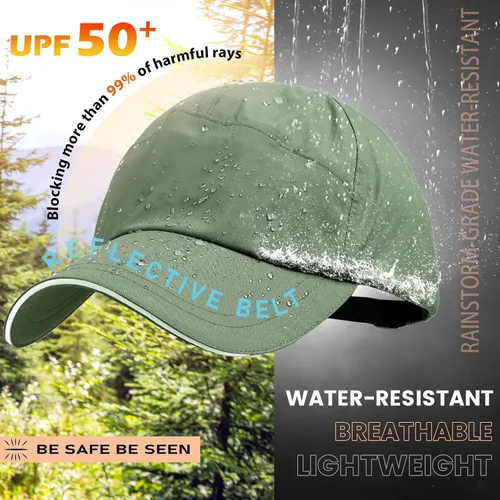 Vista 67 de Gorra de béisbol impermeable para hombre, sombrero de lluvia plegable para correr al aire libre, sombrero de pesca solar