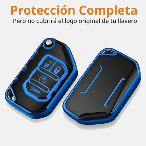 Vista 3 de Funda para Llavero de Jeep con Llavero Carcasa de Llave de Protección Completa Suave Estuche de Llave Compatible con Jeep Gladiator JT Sahara JLU