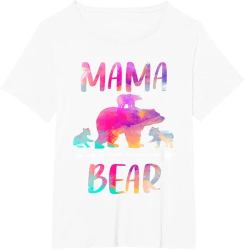 Vista 41 de Bear Matching Family Outfits, Funny Mama Bear Three Cubs T-Shirt Negro