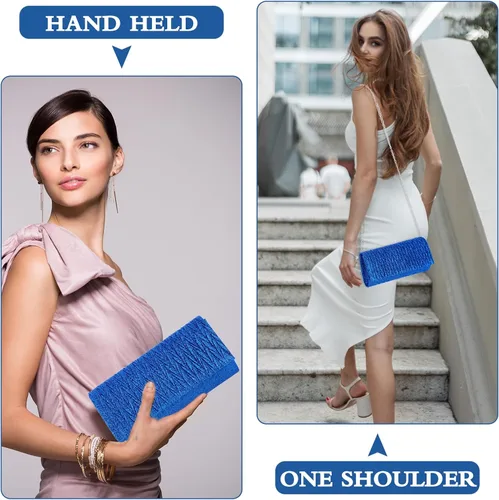 Vista 3 de Giantree Bolso de noche para mujer, bolso de mano plisado con cadena desmontable para baile de graduación, boda, compromiso