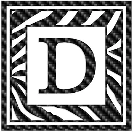 Vista 10 de Zebra Decorative D Initial - Vinyl Decal Sticker - 3.75" x 3.75" - Black Negro