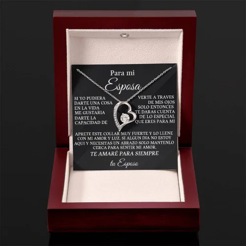 Vista 8 de Regalo para Mi Esposa Collar Regalo para Mi Esposa Especial, Regalo de Cumpleaños para Mujer, Acero Inoxidable Joyeria Mujer, Collar para Novia