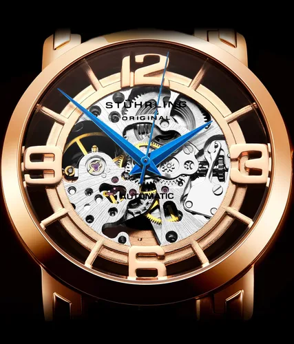 Vista 8 de Stuhrling Original Relojes de esqueleto para hombre, reloj automático para hombre, reloj de vestir para hombre, reloj de vestir para hombre, reloj