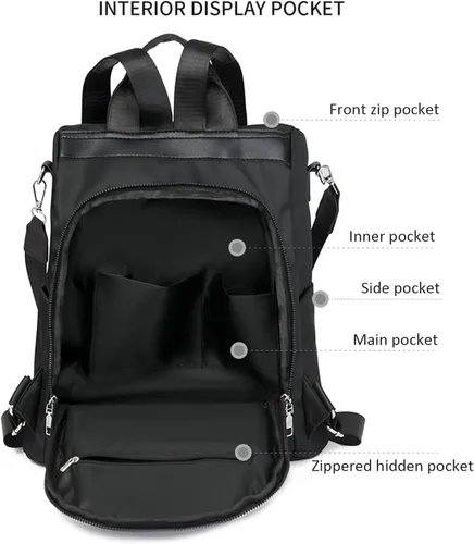 Vista 7 de Mochila para mujer, mochila antirrobo de gran capacidad, impermeable, bolsa de hombro para viajes y negocios