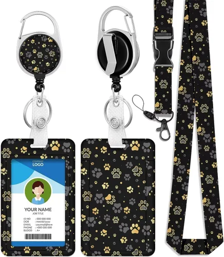 Vista 37 de Cordones azul bebé para llaves Portador de Insignias, Carrete de Insignias Retráctil con Clip de Mosquetón y Cordón Desmontable, Linda Tarjeta