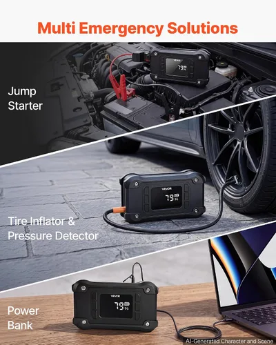 Vista 2 de VEVOR Arrancador de salto con compresor de aire 8000A Peak Car Battery Jump