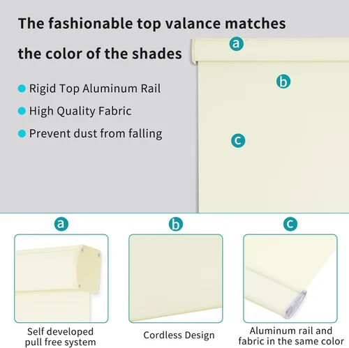 Vista 2 de MYshade Persianas enrollables opacas sin cordón, con funda de cenefa, oscurecimiento de habitación para el hogar, oficina, baño, puerta francesa