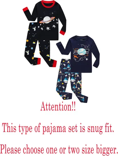 Vista 2 de Family Feeling - Conjunto de 2 piezas de pijama de Navidad a rayas para niños y niñas, 100% algodón