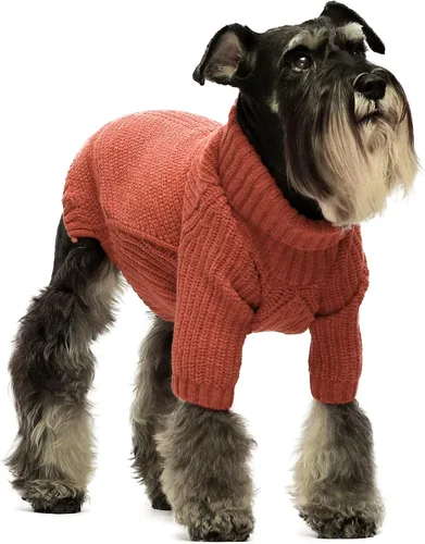 Vista 21 de Fitwarm Suéter de cuello alto para perro, abrigo térmico de punto para mascotas, ropa de invierno para perros pequeños, ropa de gato, negro, XS