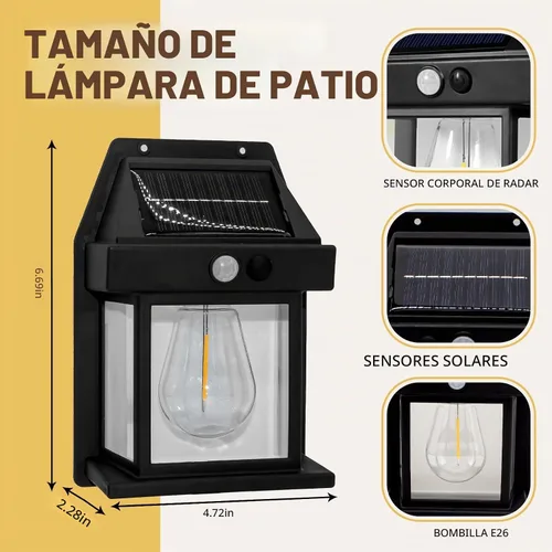 Vista 2 de Luces solares impermeables al aire libre, 3 modos de luz de seguridad con sensor de movimiento del atardecer al amanecer, luces de pared alimentadas