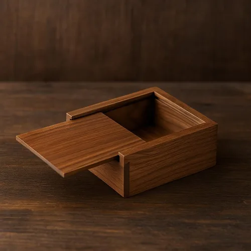 Vista 5 de Joyero de nogal de 3.7 x 3.7 x 1.6 pulgadas para anillos, aretes, recuerdos, regalo de boda, regalo elegante, caja de madera hecha a mano