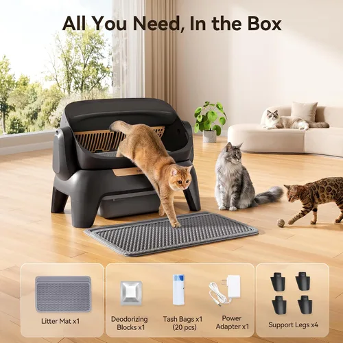 Vista 7 de Meowant Caja de arena automática extragrande, exploración infrarroja y Negro
