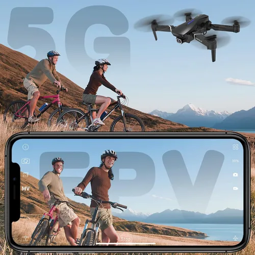 Vista 3 de X9 4K GPS Drone con cámara para adultos principiantes, cuadricóptero FPV RC plegable, posicionamiento de flujo óptico, retorno automático, sígueme