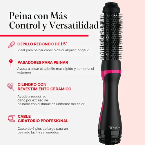 Vista 5 de REVLONSecador de cepillo redondo de un paso 1-1 / 2 "de una etapa 1-1 / 2" Secador y estilizador