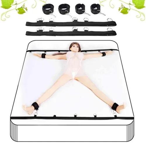 Vista 8 de BDSM - Kit de arnés para muslo, esposas para adultos, para dormitorio, lazos sexuales para tobillos y muñecas, bandas de resistencia sexual