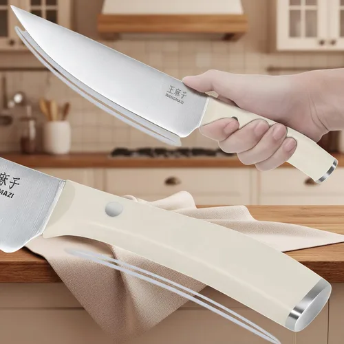 Vista 4 de WANGMAZI Juego de cuchillos de cocina de 15 piezas con afilador integrado, juego de cuchillos de cocina aptos para lavavajillas, cuchillos de acero