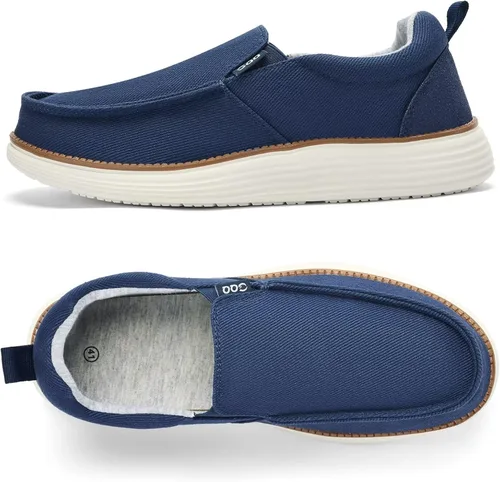 Vista 5 de GQQ Mocasines casuales para hombre, zapatos náuticos para hombre, cómodos, ligeros, de lona, antideslizantes, zapatos para caminar