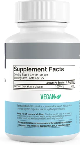 Vista 8 de Freeda Citrato de calcio – Suplemento vegano Kosher para fortalecer los huesos – Apoya la densidad ósea y la función muscular – Calcio 1000 mg por