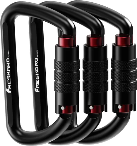 Vista 13 de FresKaro Clips de Mosquetón con Bloqueo Automático de 3 pulgadas, 12 kN-2698 libras, Forma D Sólida, Aluminio 7075 de Servicio Pesado, Ligero, 1.09