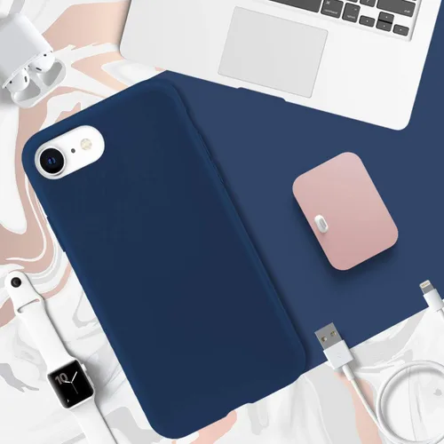 Vista 5 de IceSword Funda para iPhone SE 3 2022 [actualizada]/ iPhone SE 2020 (2ª generación)/iPhone 7/iPhone 8 funda de silicona azul, funda de goma de gel