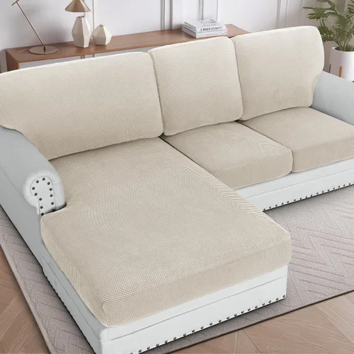 Vista 12 de H.Versailtex - Funda de sofá seccional de 1 pieza, funda deslizante para chaise con forma de L, funda de cojín separada para sofá seccional tanto