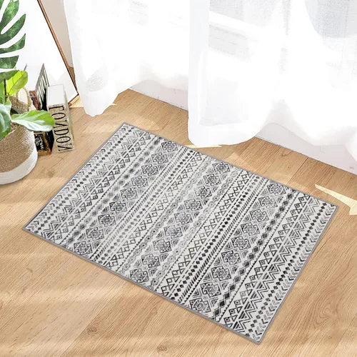 Vista 12 de GlowSol Alfombra bohemia de 4 x 6 pies, lavable, para dormitorio, antideslizante, alfombra marroquí, alfombra bohemia de pelo bajo, alfombra
