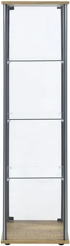 Vista 3 de BOWERY HILL 3 Shelf Glass Curio Cabinet, Sandy Black Metal Frame, Engineered Wood Top and Base, Clear Glass Panels, Laminate Veneer Finish