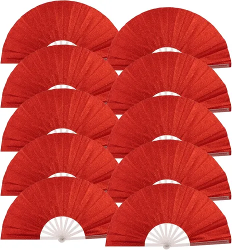 Vista 31 de 10 ventiladores plegables grandes de mano para hombres y mujeres, abanicos decorativos plegables, accesorios rave, utilizado para bailes, fiestas