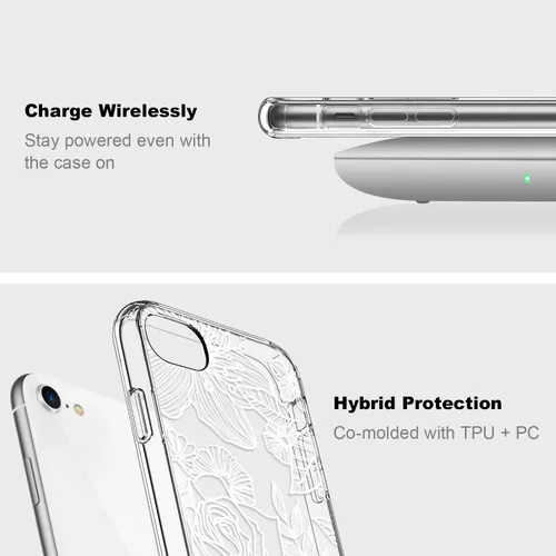 Vista 3 de ICEDIO para iPhone SE 2022, SE 2020, funda para iPhone 8/7 con protector de pantalla, funda transparente de TPU con diseños de moda para niñas