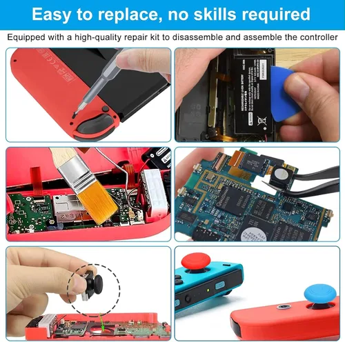 Vista 5 de EEEKit Joystick Replacement for Joycon, 3D Analog Thumb Stick Repair Kit for Switch, Switch Lite and OLED, 68PCS
