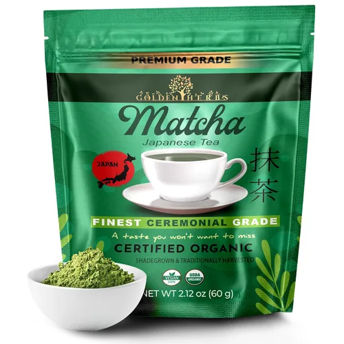 Vista 10 de Golden Herbs Matcha Superior Ceremonial Blend Polvo de té verde de Uji, Kyoto, USDA orgánico, sin gluten, vegano 100% puro sin azúcar, sin aditivos