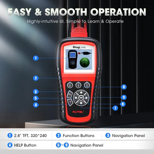 Vista 6 de Autel Diaglink - Lector de códigos OBDII OBD2 (versión para manualidades de MD802), diagnóstico de todos los sistemas y módulos para ABS, SRS