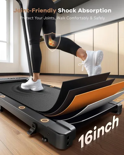 Vista 5 de WELLFIT Incline Walking Pad with Handlebar, Foldable Under Desk Treadmill