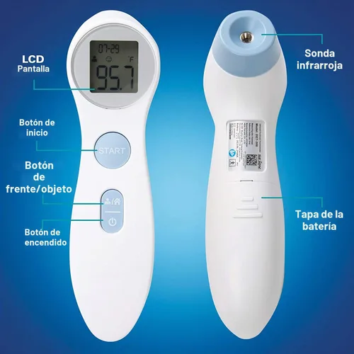 Vista 2 de Termómetro digital para frente - infrarrojo - blanco (lector de temperatura corporal, ligero, compacto)