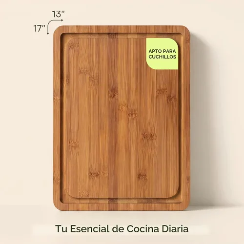 Vista 2 de ROYAL CRAFT WOOD Tabla de cortar de madera, tablas de cortar de bambú con ranura para jugo, tabla de cortar de cocina para carne, queso y verduras