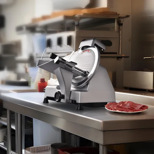Vista 6 de WeChef Cortador de carne comercial de 10 '' 240 W eléctrico Deli Slicer Queso Cortador de alimentos Hoja de acero inoxidable para tienda restaurante
