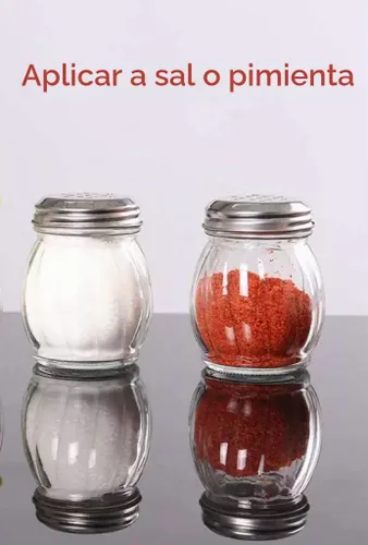Vista 5 de TOPKITCHEN - Coctelera de queso con remolino de vidrio de 6 onzas, pimentero rojo triturado con tapa de agujeros de acero inoxidable