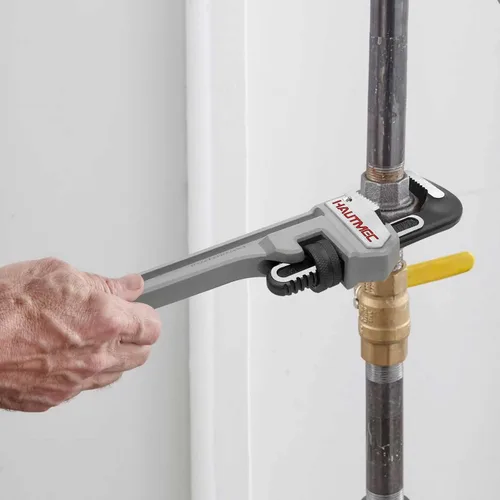 Vista 7 de HAUTMEC Llave de tubo recta de aluminio de 14 pulgadas, llave de fontanería ajustable, capacidad de mandíbula de 2 pulgadas, llave de tubería