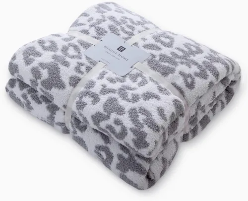 Vista 17 de MH MYLUNE HOME Manta de leopardo ultra suave, color blanco y negro, 50 x 60 pulgadas Reversible Cheetah Print Blanket, Comfy Fluffy Fuzzy Plush