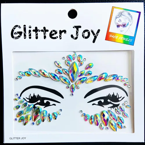 Vista 4 de Joyas de gemas faciales, calcomanías de tatuaje de joyas faciales para festivales, gemas corporales pegadas en la cara, tatuajes faciales temporales